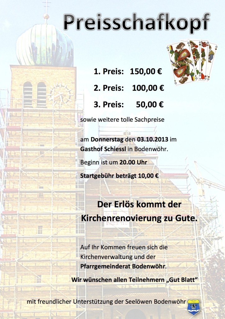 Preisschafkopf Kirche neu